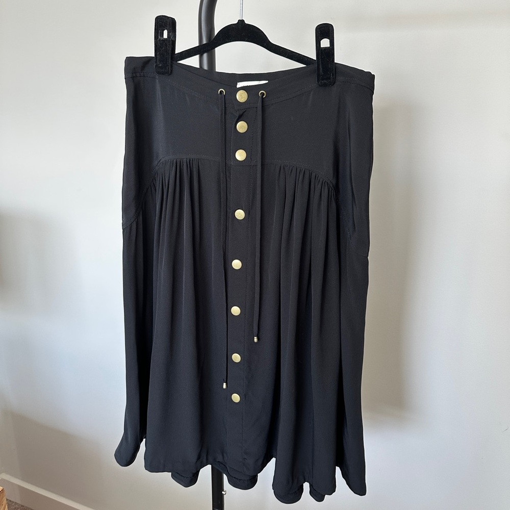 Leifsdottir by Anthropologie Black Skirt with Gold Buttons